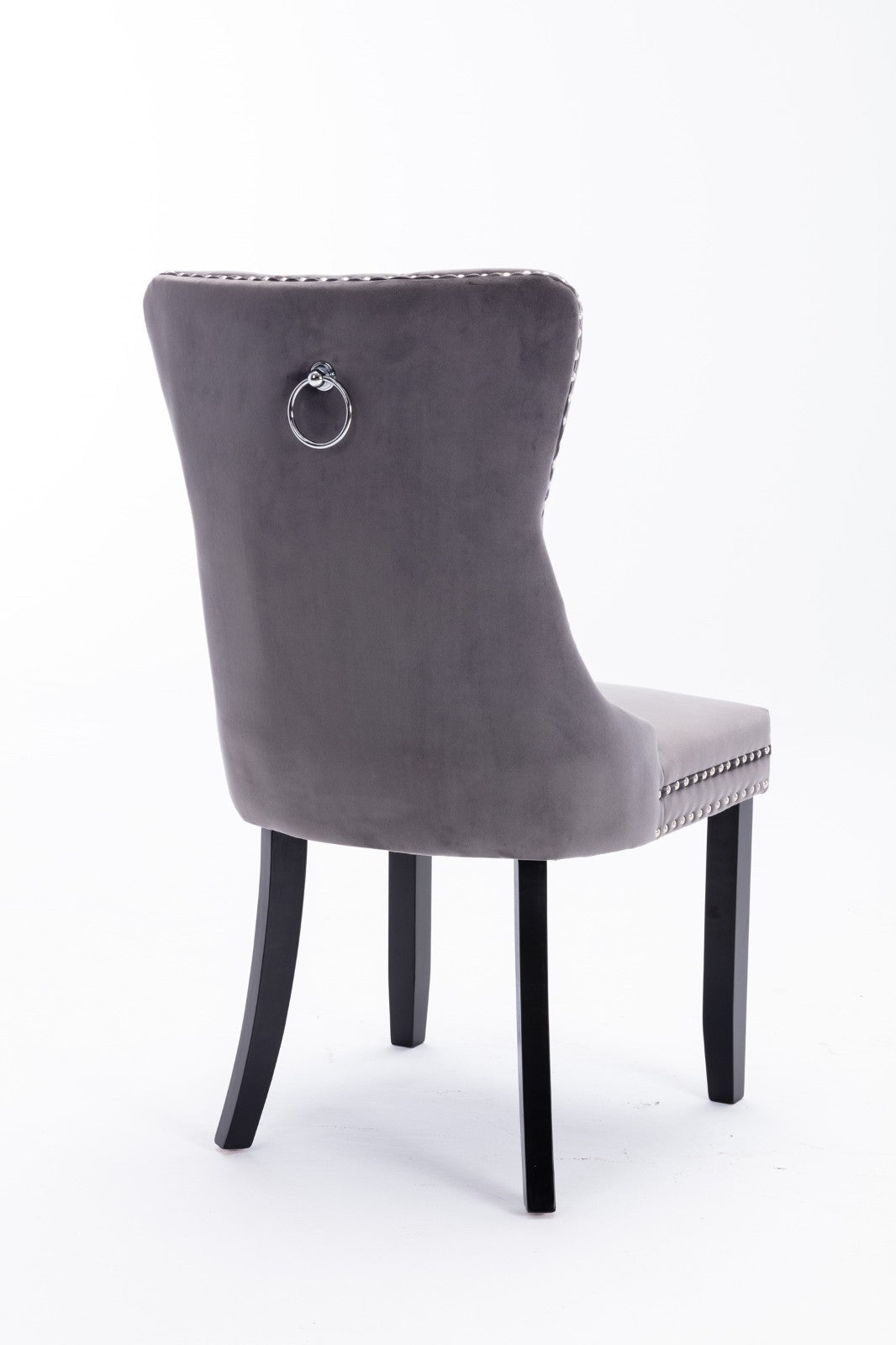 Velvet Dining Chair Set Plush Solid Wood Cushion Nailhead Trim