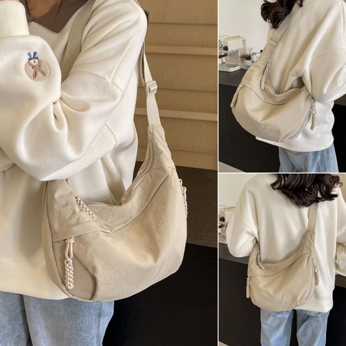 Women's Nylon Crossbody Bag Plain Color Fashion Hobo Style Tote
