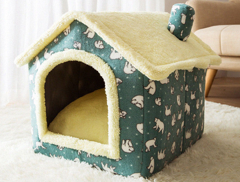 Foldable Dog House Warm Removable Nest Enclosed Pet Bed Sofa