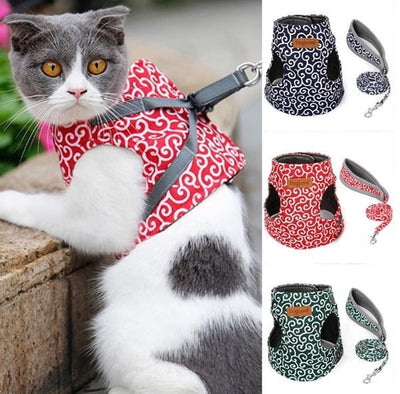 Cat Harness Vest With Breakaway Chest Strap For Safety And Comfort