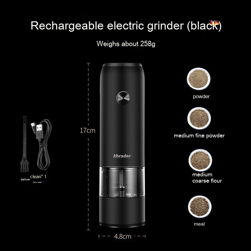 Rechargeable Electric Pepper Grinder Set Adjustable Coarseness LED Light
