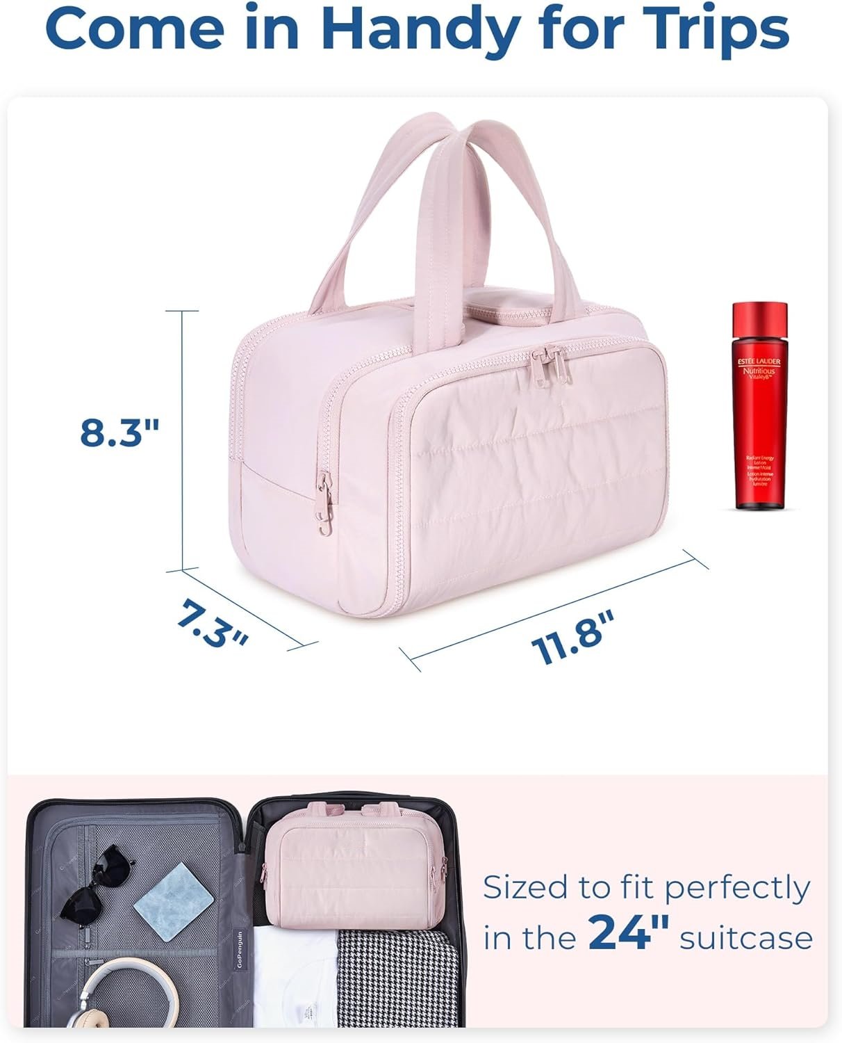 Large Travel Makeup Bag Wide Open Spacious Duffel Bag