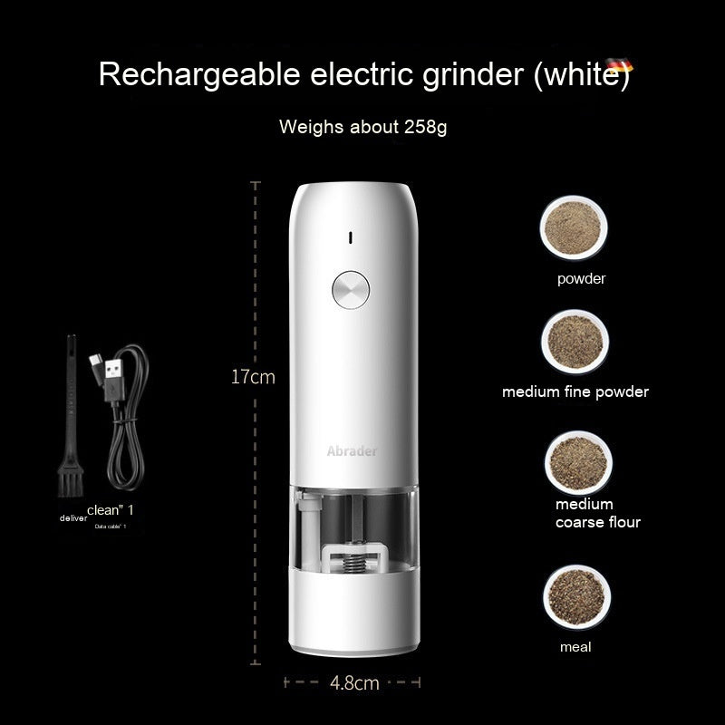 Rechargeable Electric Pepper Grinder Set Adjustable Coarseness LED Light