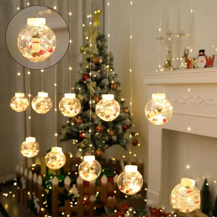 Christmas LED Wishing Ball String Lights Set Of 10 Decorative Balls