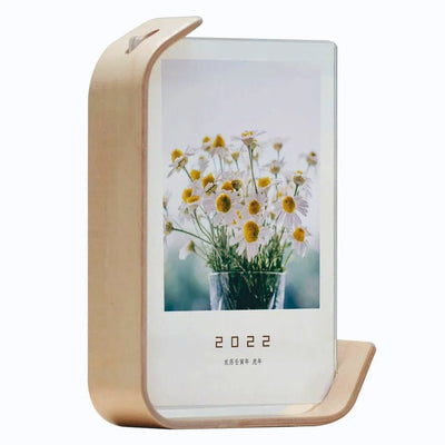 Acrylic Desk Photo Frame With 3D Dried Flower Wooden Design