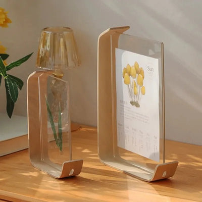 Acrylic Desk Photo Frame With 3D Dried Flower Wooden Design