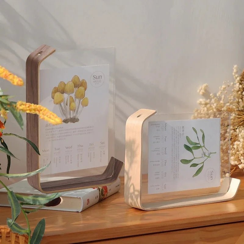 Acrylic Desk Photo Frame With 3D Dried Flower Wooden Design