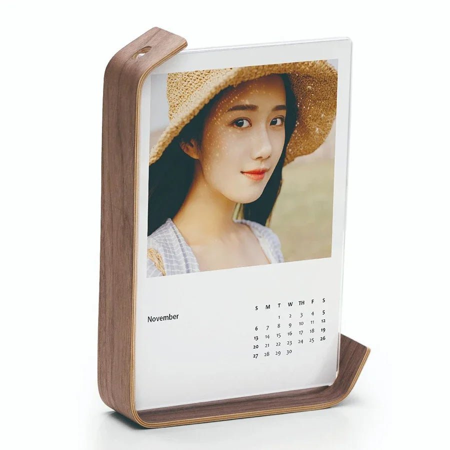 Acrylic Desk Photo Frame With 3D Dried Flower Wooden Design