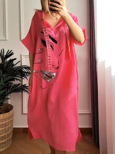 Hoodie Dress With Floral Print Perfect For Spring Summer Wear