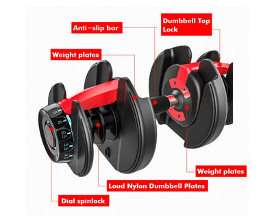 Adjustable Dumbbell Set 24kg Quick Weight Selection For Exercise