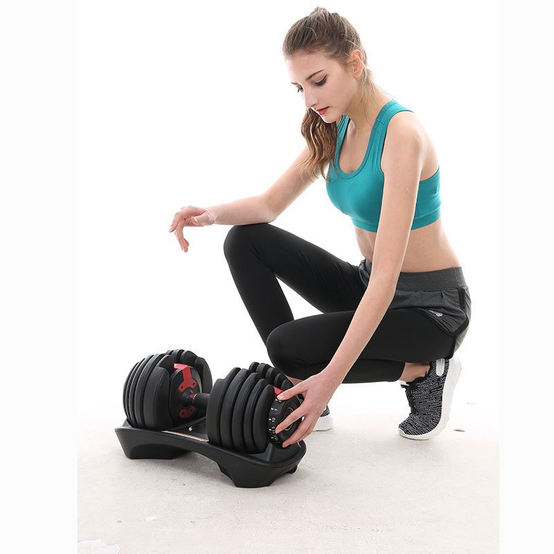 Adjustable Dumbbell Set 24kg Quick Weight Selection For Exercise