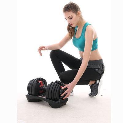 Adjustable Dumbbell Set 24kg Quick Weight Selection For Exercise