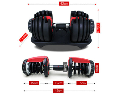 Adjustable Dumbbell Set 24kg Quick Weight Selection For Exercise