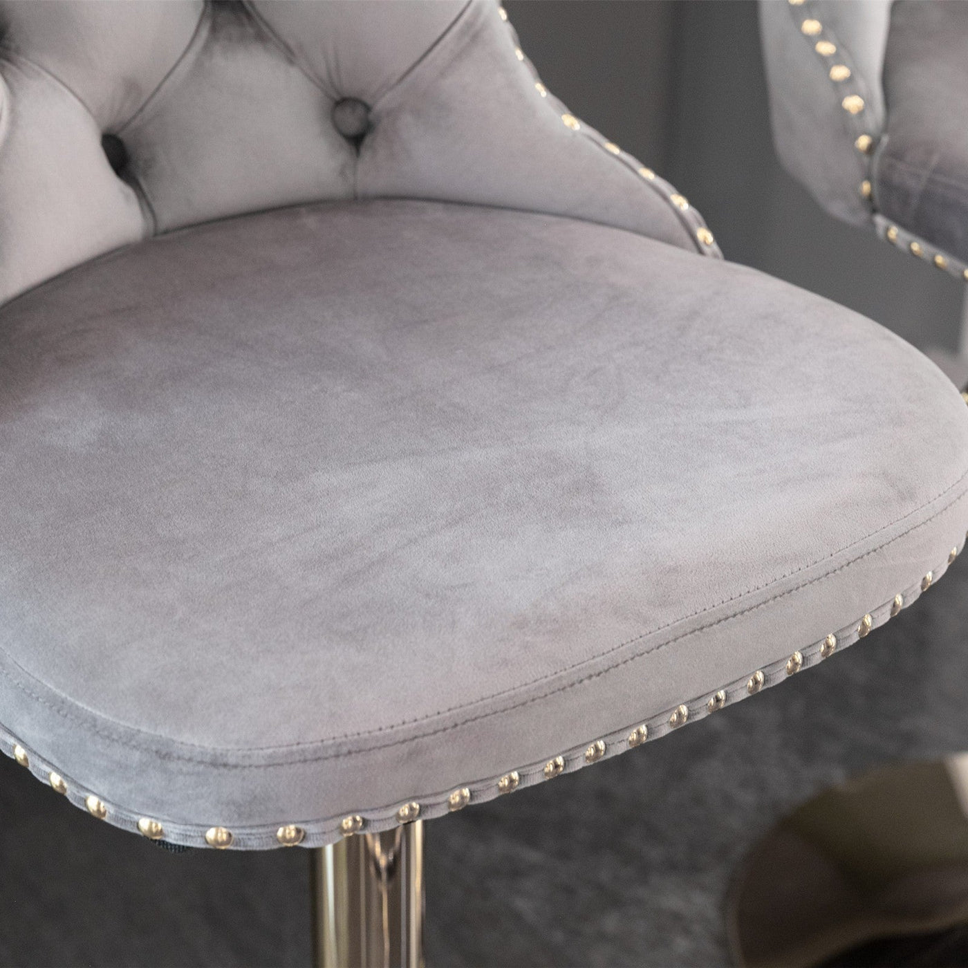 Adjustable Upholstered Bar Stool Tufted Back Comfortable Seat Height