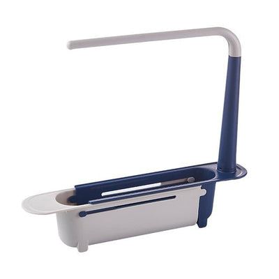Adjustable Telescopic Sink Holder 2-in-1 Storage Rack With Dishcloth
