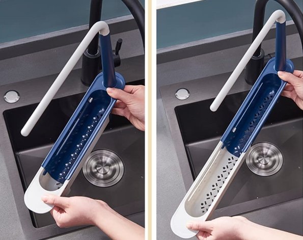 Adjustable Telescopic Sink Holder 2-in-1 Storage Rack With Dishcloth