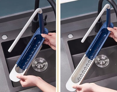 Adjustable Telescopic Sink Holder 2-in-1 Storage Rack With Dishcloth