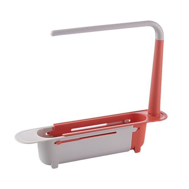 Adjustable Telescopic Sink Holder 2-in-1 Storage Rack With Dishcloth