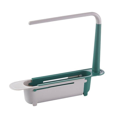 Adjustable Telescopic Sink Holder 2-in-1 Storage Rack With Dishcloth