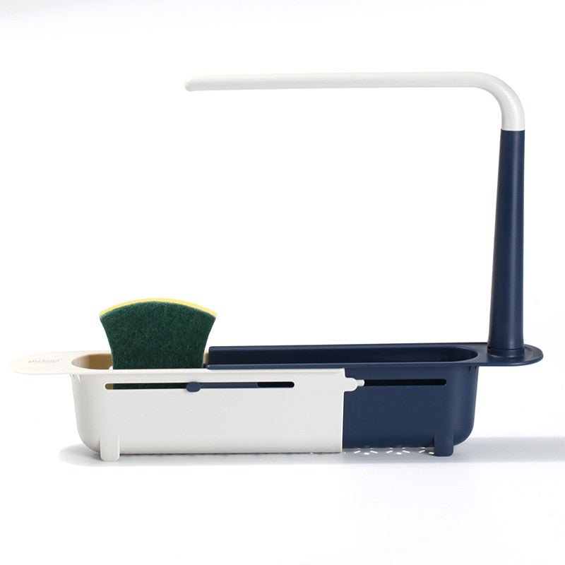 Adjustable Telescopic Sink Holder 2-in-1 Storage Rack With Dishcloth
