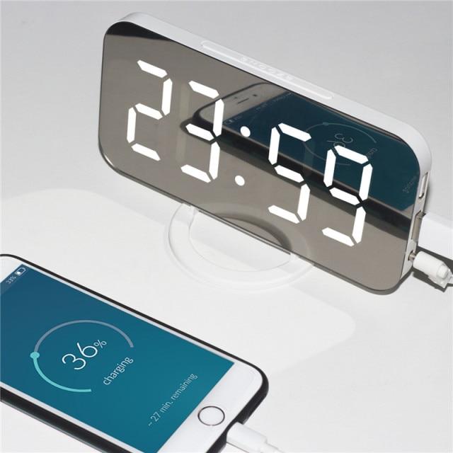 LED Mirror Alarm Clock With Sleek Modern Design And Clear Display
