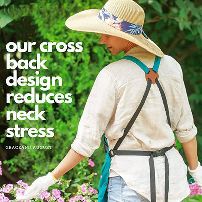 Cross Back Gardening Apron With Deep Kangaroo Pockets For Tools