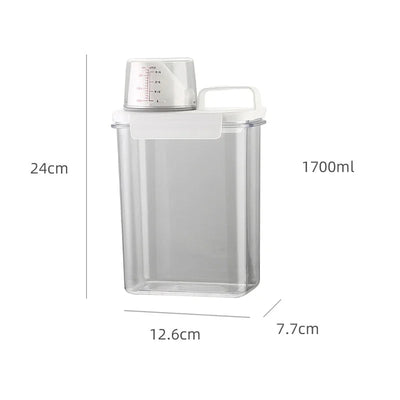 Airtight Laundry Detergent Dispenser Clear Container With Measuring Cup
