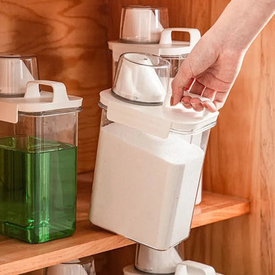 Airtight Laundry Detergent Dispenser Clear Container With Measuring Cup