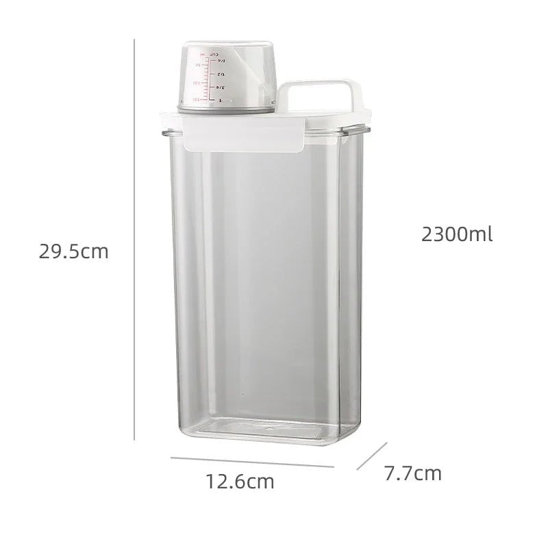 Airtight Laundry Detergent Dispenser Clear Container With Measuring Cup