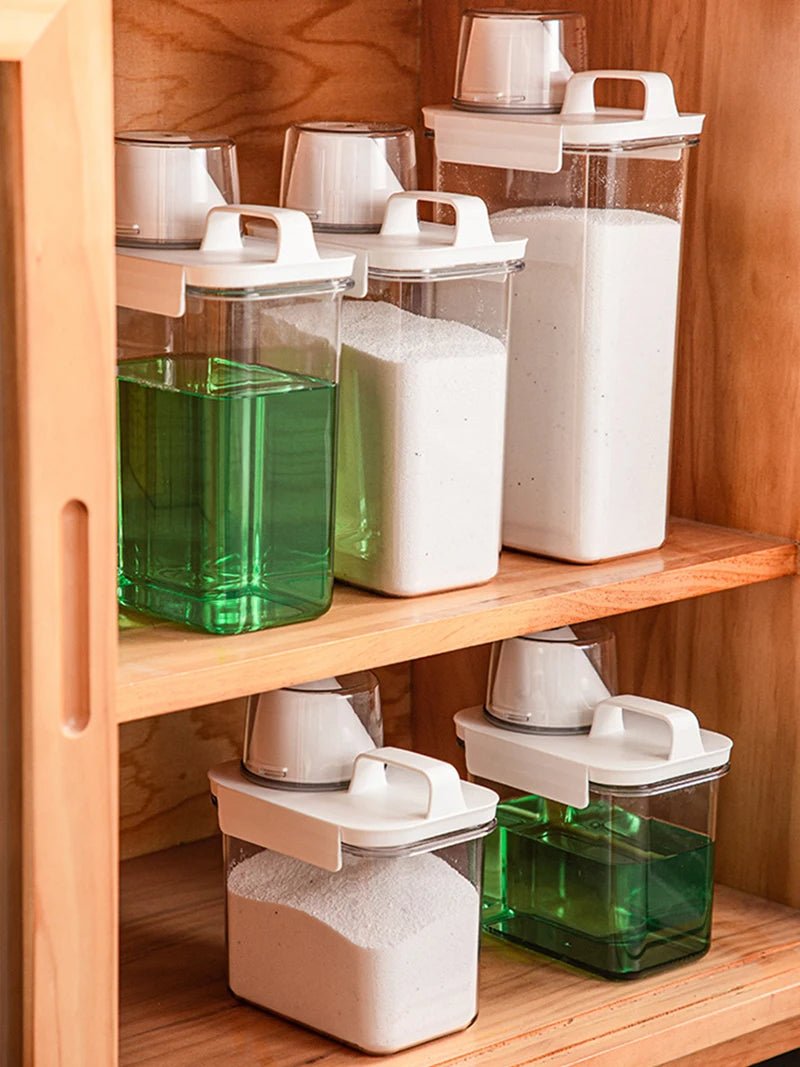 Airtight Laundry Detergent Dispenser Clear Container With Measuring Cup