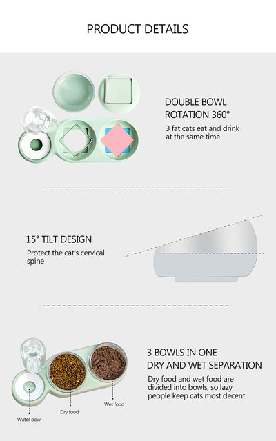 Small Dog Double Bowls Feeder All In One Pet Bowl