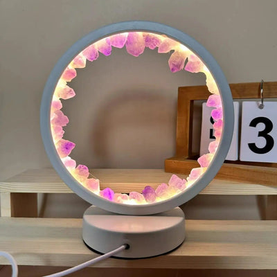 Cluster Night Amethyst Crystal Lamp Natural Decorative Circle For Bedroom