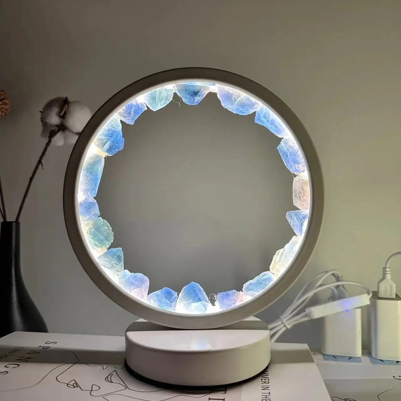 Cluster Night Amethyst Crystal Lamp Natural Decorative Circle For Bedroom