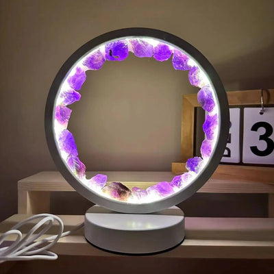 Cluster Night Amethyst Crystal Lamp Natural Decorative Circle For Bedroom