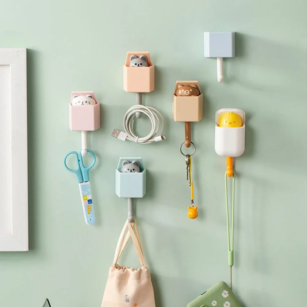 Animal Key Wall Hooks Cute Cartoon Cat Duck Bear Hangers