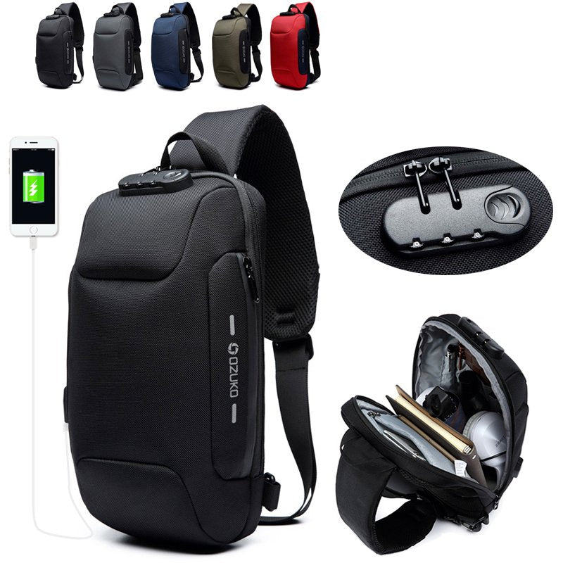 Anti-theft Cross Body Bag With USB Port And 3-Digit Lock