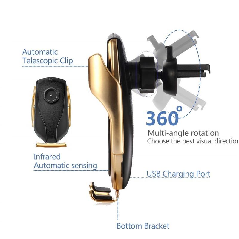 Automatic Clamping Wireless Car Charger Stand For Easy Charging