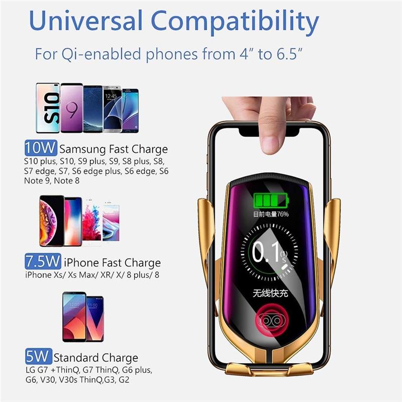 Automatic Clamping Wireless Car Charger Stand For Easy Charging