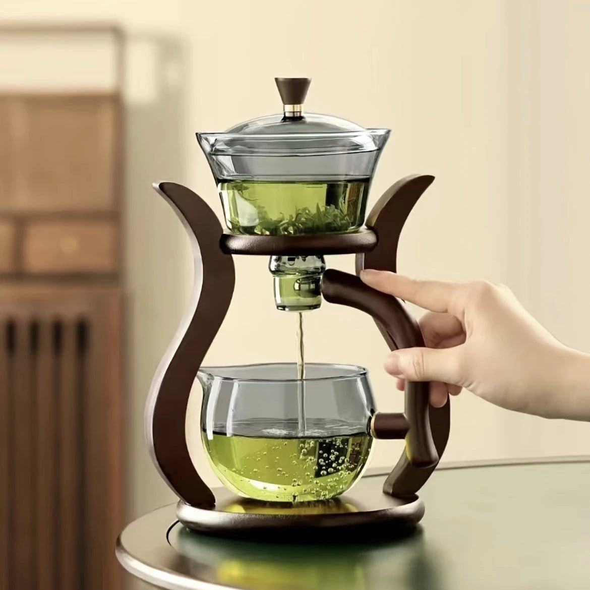 Automatic Kung Fu Glass Tea Set With Infuser And Magnetic Switch