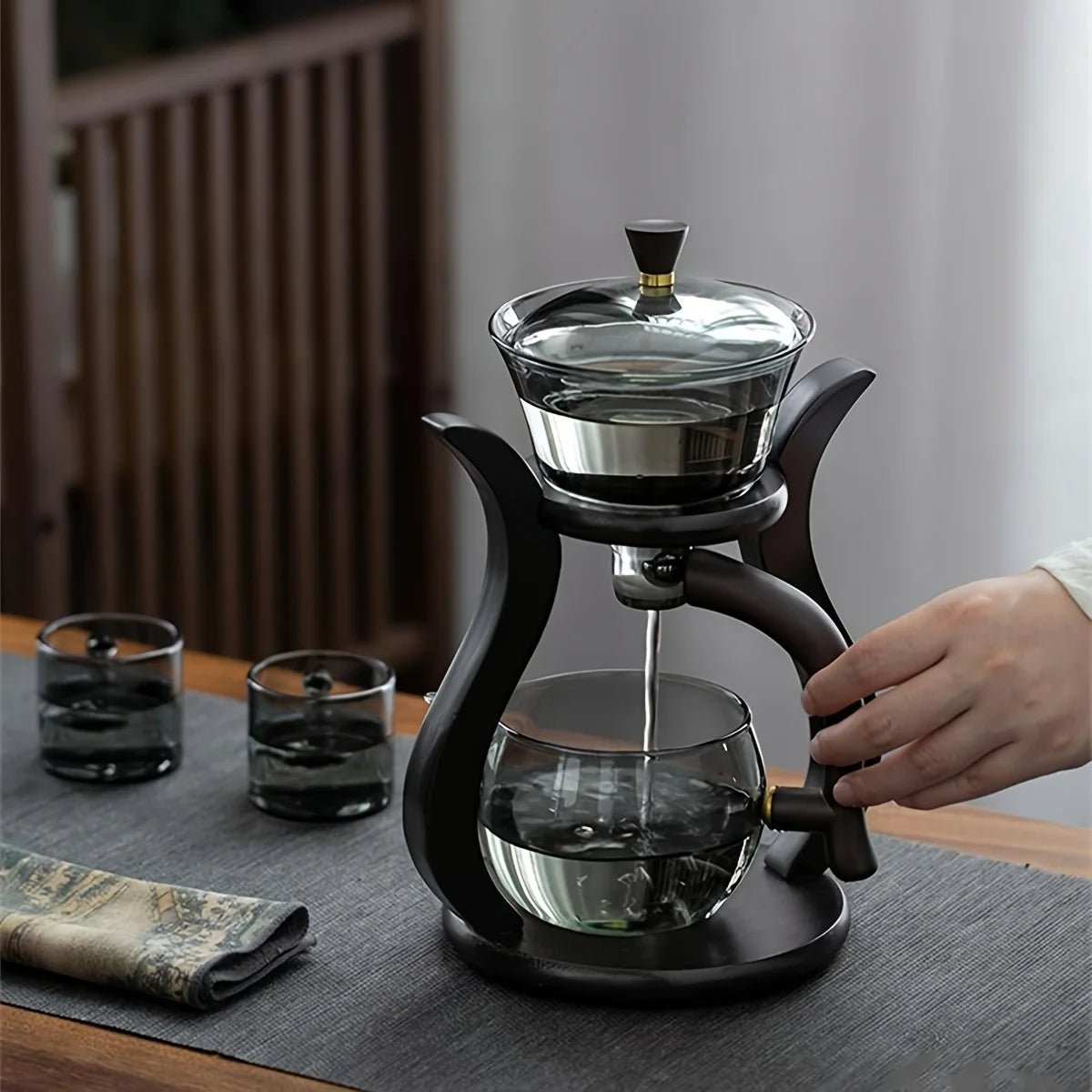 Automatic Kung Fu Glass Tea Set With Infuser And Magnetic Switch