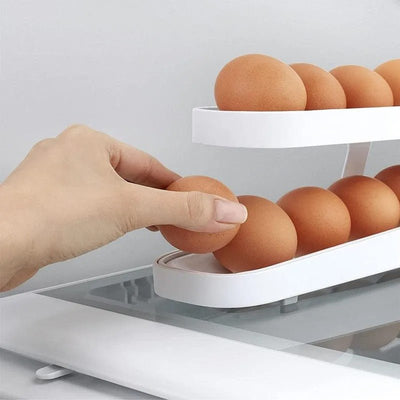 Automatic Scrolling Egg Rack Space Saving Rolling Dispenser Organizer