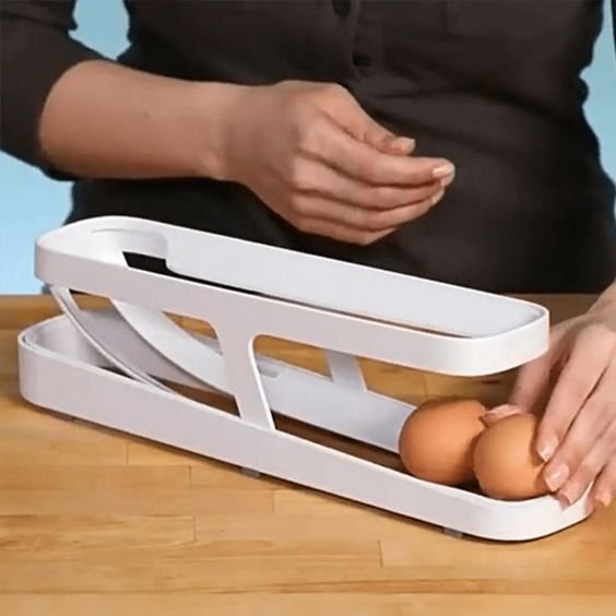 Automatic Scrolling Egg Rack Space Saving Rolling Dispenser Organizer