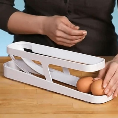 Automatic Scrolling Egg Rack Space Saving Rolling Dispenser Organizer