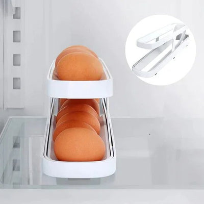 Automatic Scrolling Egg Rack Space Saving Rolling Dispenser Organizer