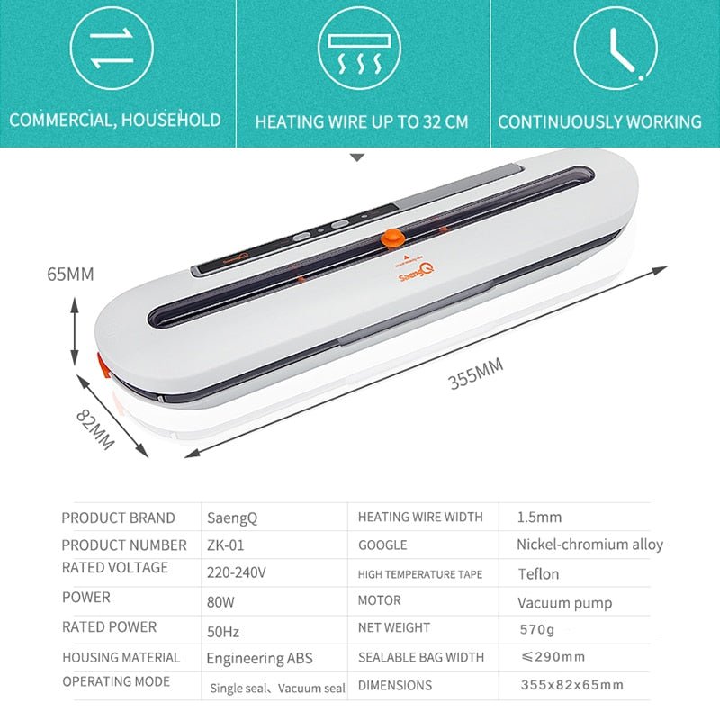 Automatic Vacuum Sealer For Food Storage Dry And Moist Foods 220V 110V