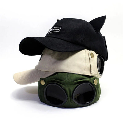 Aviator Cap With Built-In Sunglasses Trendy Unisex Streetwear Hat