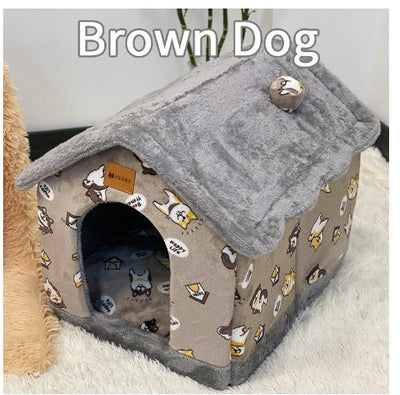 Foldable Dog House Warm Removable Nest Enclosed Pet Bed Sofa