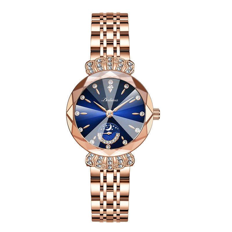 Diamond Moon Star Watch For Women Elegant Stylish Jewelry Timepiece