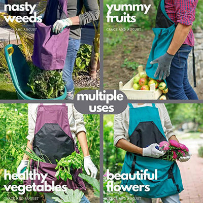Cross Back Gardening Apron With Deep Kangaroo Pockets For Tools