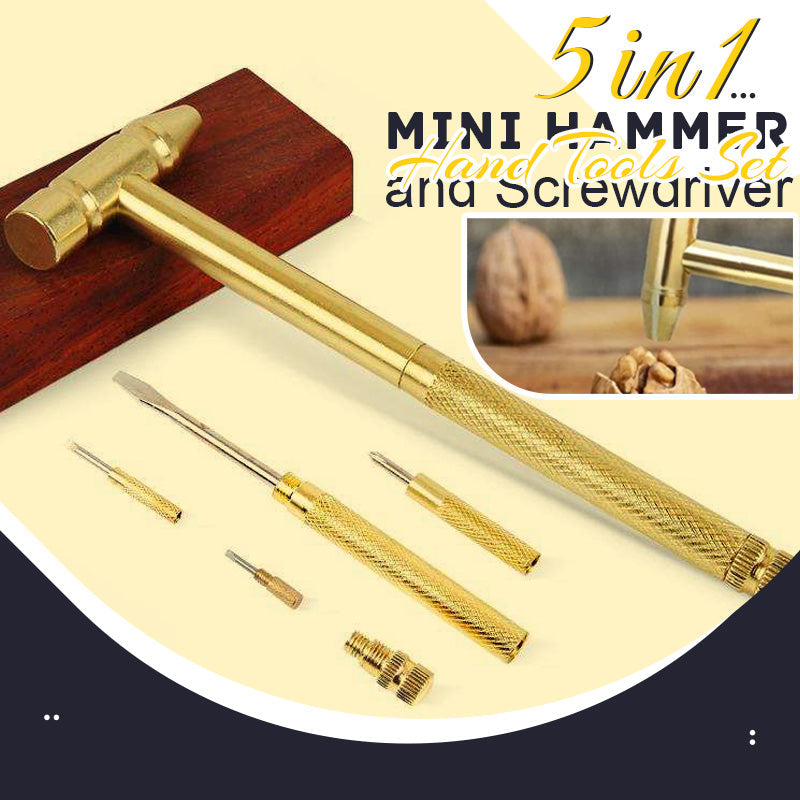 5 In 1 Mini Hammer And Screwdriver Set Compact Hand Tool Kit